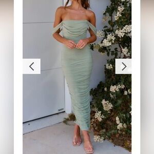 Billy J Strapless Off the Shoulder Mint Green Dress